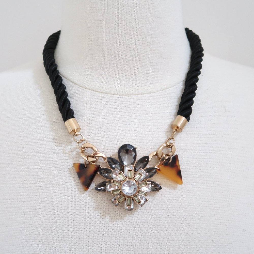 Crystal Flower Statement Necklace - image 1
